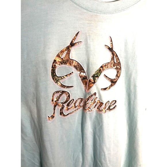 Realtree Camo Antler Logo T-Shirt Women's Size L Willow Trails Blue Cotton Poly - Picture 3 of 6
